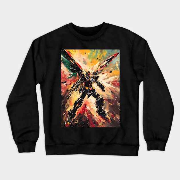 Winged Warriors: Gundam Wing, Mecha Epic, and Anime-Manga Legacy Unleashed Crewneck Sweatshirt by insaneLEDP